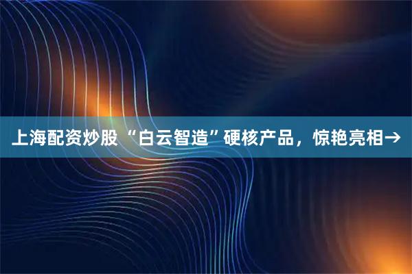 上海配资炒股 “白云智造”硬核产品，惊艳亮相→